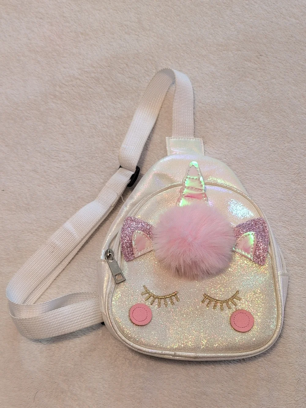 Kids Unicorn Crossbody Bag & Sequin Pillow Bundle Pink Iridescent